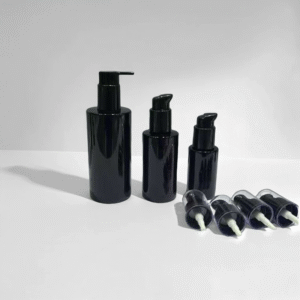 200ml 100ml 50ml violet  black glass bottle with pump sprayer dropper bottle for essential oil body lotion serum