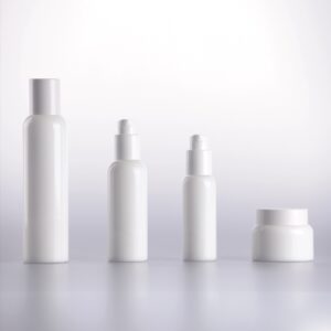Eco-friendly White Glass Cosmetic Packaging Sets Lotion Bottle Cream Jar Serum Bottle