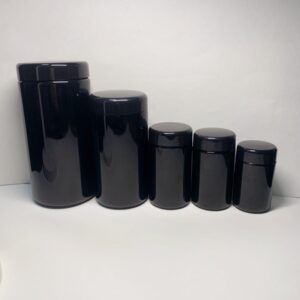 250 ml (8.3 fl oz) Tall Black Ultraviolet Refillable Empty Glass Screw Top Jar