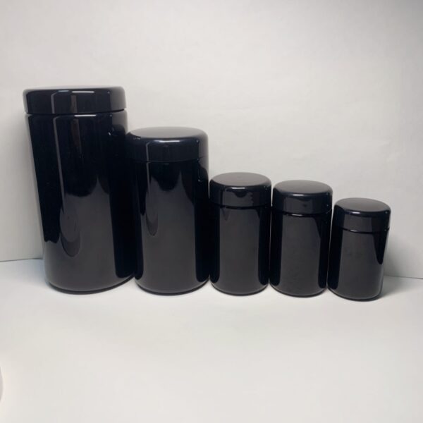 250 ml (8.3 fl oz) Tall Black Ultraviolet Refillable Empty Glass Screw Top Jar