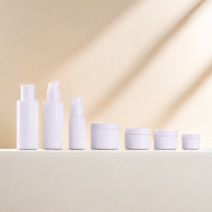 Luxury White Cylinder Glass Cosmetic Packaging Sets Lotion Bottle Cream Jar Serum Bottle